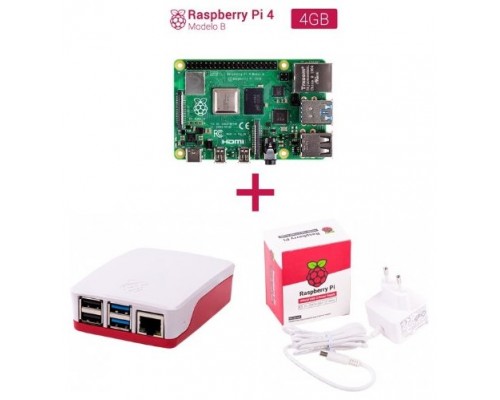 Kit Raspberry Pi 4 4GB + Caja blanca - Alimentacion