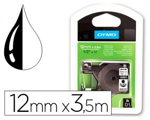 DYMO Cinta LM D1 12mmx3,5m Negro/blanco nylon