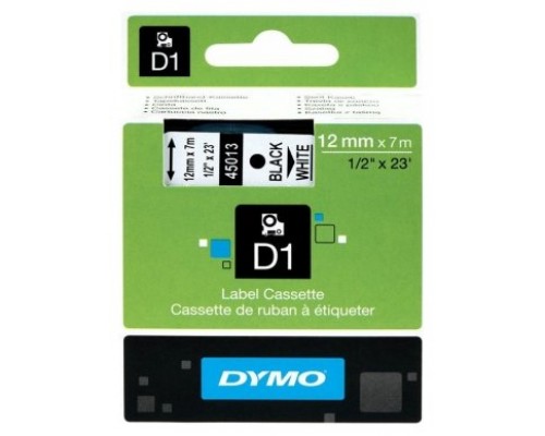 DYMO Cinta LM D1 12mmx7m Blanco/negro