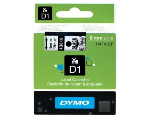 DYMO Cinta LM D1 6mmx7m Negro/transparente