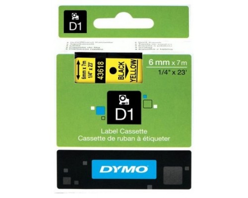 DYMO Cinta LM D1 6mmx7m Negro/amarillo