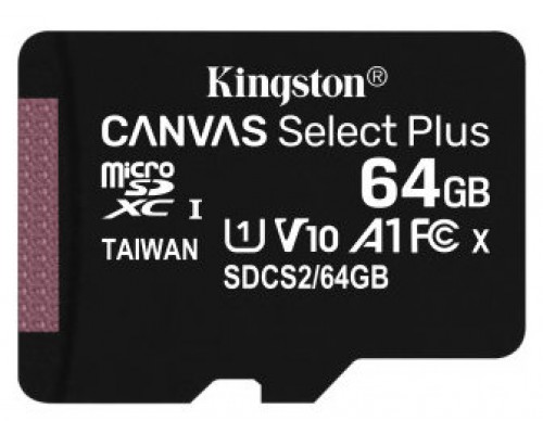 Kingston Technology Canvas Select Plus memoria flash 64 GB MicroSDXC Clase 10 UHS-I (Espera 4 dias)