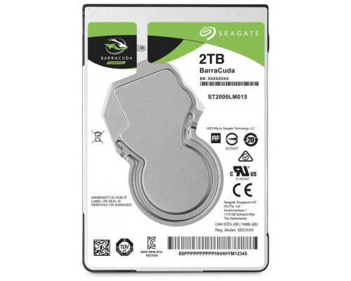 Seagate Barracuda 2.5". Capacidad del HDD: 2 TB,