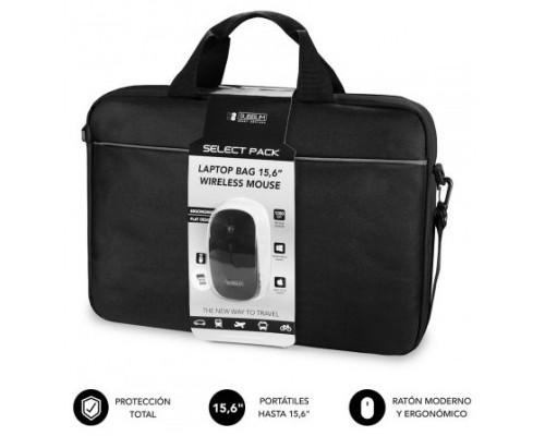 SUBBLIM Maletín con Ratón Select Pack Wireless Mouse USB + Laptop bag 15,6" (Espera 4 dias)