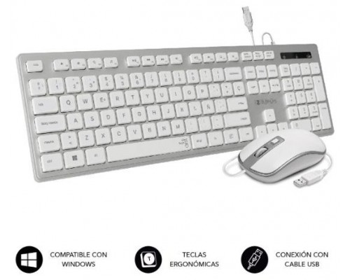 TECLADO + RATON WIRED ERGO KEYS SILENT FLAT PLATA SUBBLIM (Espera 4 dias)