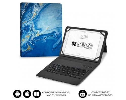 SUBBLIM Funda con Teclado Keytab Pro BT Trendy Marmol Azul (Espera 4 dias)