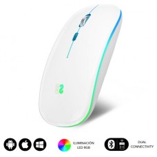 RATÓN ÓPTICO INALÁMBRICO 2.4G Y BT RGB LED DUAL FLAT MOUSE WHITE (Espera 4 dias)