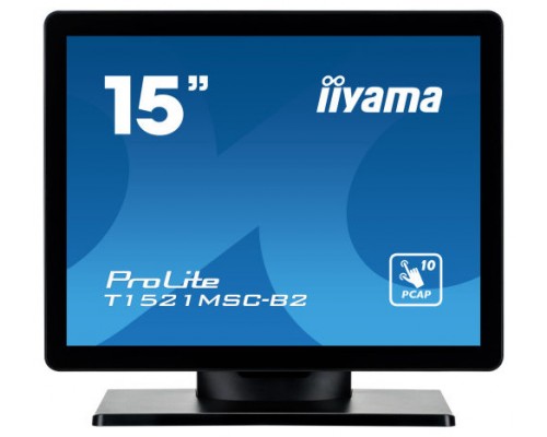 MONITOR IIYAMA 15" PCAP BEZEL FREE FRONT, 10P TOUCH, 1024X768, SPEAKERS, VGA, HDMI, 325CD/M², USB INTERFACE, EXTERNAL POWER ADAPTER, MULTITOUCH WITH SUPPORTED OS (T1521MSC-B2) (Espera 4 dias)