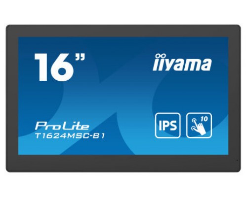 iiyama T1624MSC-B1 pantalla de señalización Panel plano interactivo 39,6 cm (15.6") IPS 450 cd / m² Full HD Negro Pantalla táctil 24/7 (Espera 4 dias)