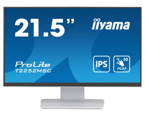 MONITOR IIYAMA 21,5" WHITE BONDED PCAP, 10P TOUCH WITH ANTI-FINGER PRINT COATING, 1920X1080, IPS-SLIM PANEL DESIGN, HDMI, DISPLAYPORT, 250CD/M² (WITH TOUCH), USB 2X 3.0 (T2252MSC-W2) (Espera 4 dias)