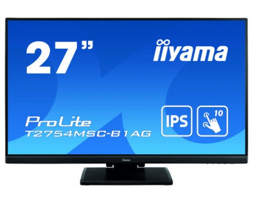 MONITOR IIYAMA 27" (T2754MSC-B1AG) NEGRO  PCAP 10-POINTS TACTIL, ANTI GLARE COATING, 1920 X 1080, IPS-PANEL, SLIM BEZEL, SPEAKERS, VGA, HDMI, HEIGHT ADJUST., 300 CD/M², USB 3.0 USB TOUCH INTERFACE (Espera 4 dias)