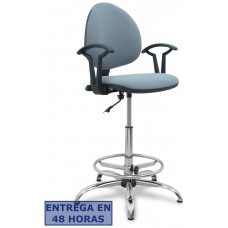 PIQUERAS Y CRESPO NOWY STYL Taburete Smart micro gris brazos fijos base cromada y topes