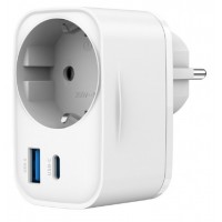CARGADOR RAPIDO GEMBIRD USB DE 2 PUERTOS CON TOMA DE CA DE PASO 20 W BLANCO-1421 CARGADOR RAPIDO GEMBIRD USB DE 2 PUERTOS CON TOMA DE CA DE PASO 20 W BLANCO