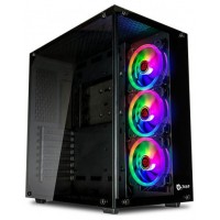 Talius caja Atx gaming Cronos Negra RGB cristal templado USB 3.0 (Incluye 3 ventiladores)