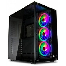 Talius caja Atx gaming Cronos Negra RGB cristal templado USB 3.0 (Incluye 3 ventiladores)