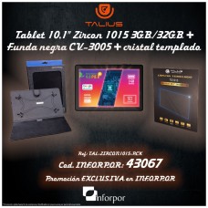 TALIUS Pack Ahorro: Tablet 10,1" Zircon 1015 3GB/32GB +Funda negra CV-3005 + cristal templado