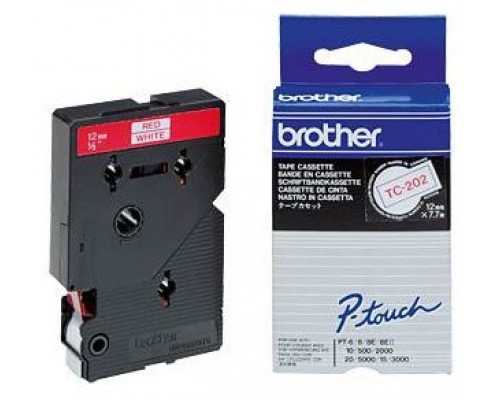 BROTHER Cinta laminada blanco/rojo 12mm, 7,7m