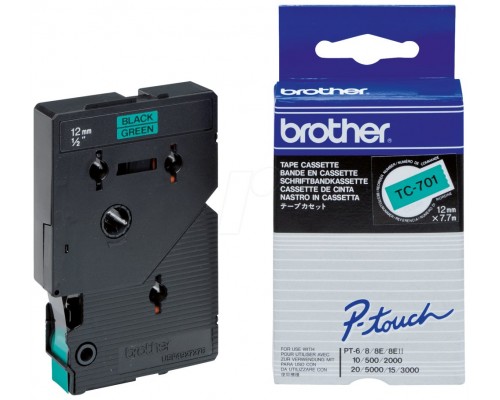 BROTHER Cinta laminada verde/negro 12mm