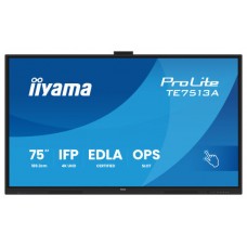 PANTALLA INTERACTIVA 75" EDLA, ANDROID 14, 8/128GB UHD IPS, MM 2X 20W  + 20W SUBWR, 2X HDMI, DP , 2X USB-C,  450CD/M, HORIZ , MEDIA PLAY USB PORTS, ANTIGLARE, LAN, RS232C, IIWARE WIFI-6/BT 5.0, OPS SLOT, VESA 400X400 (MOUNT INCLUDED) (TE7513A-B1AG) (