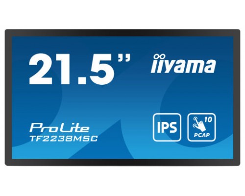 MONITOR IIYAMA 22" TACTIL (TF2238MSC-B1) 1920X1080/ 600CD /1000:1 / HDMI/ DP /2 X USB/ 5MS/ MM / USO HORIZ-VERTI-BOCA ARRIBA / VESA 100X100 /NEGRO (Espera 4 dias)