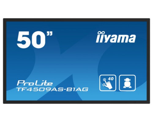 MONITOR IIYAMA 50" PCAP AG BEZEL FREE 40-POINTS, 1920X1080, ANDR. 11,4GB, 32GB, IPS, 24/7, 2XHDMI, DP, 435CDM2 , LANDSC-PORTR-FACE-UP MODE, LAN, RS232, VESA 200X200MM (TF5039AS-B1AG) (Espera 4 dias)