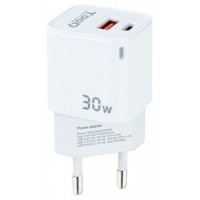 CARGADOR PARED/VIAJE GaN USB-C/PD + USB-A/QC 30W BLANCO TOOQ (Espera 4 dias)