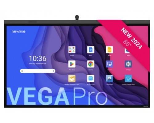 NEWLINE MONITOR INTERNATIVO VEGA (TT-8624Z) 86", ANDROID 13, CAPACITIVO P-CAP, CAMARA 4K, 8 MIC, MULTI USUARIO, 2X20W+SUB15W, WIFI 6 + BL, USB-C 100W, 8GB Y 128GB, 32 PT, NEWLINE APPS, OPS PC Y  SDM OPCIONAL, 5 A&Ntilde;OS DE GARANTIA ON SITE (Espera