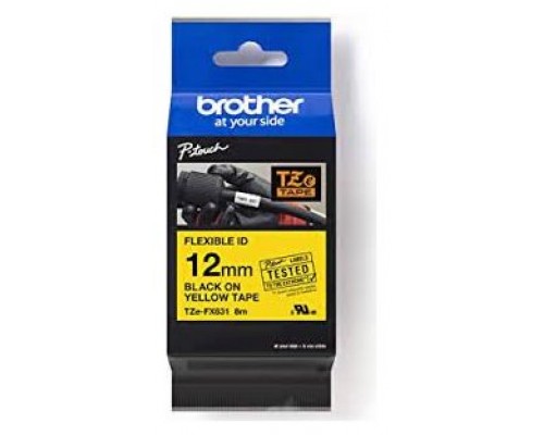 BROTHER Cinta laminada Amarillo / negro (Flexibles) 12mm