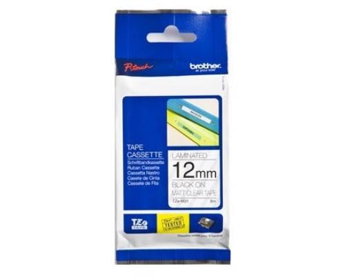 BROTHER Cinta laminada Transparente mate/negro 12mm