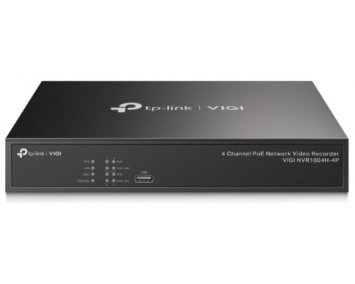 NVR VIGI TP-LINK VIGI NVR1004H-4P 4CANALES 4xPOE+ 1xHDD 1xHDMI 1xVGA 2xUSB (Espera 4 dias)