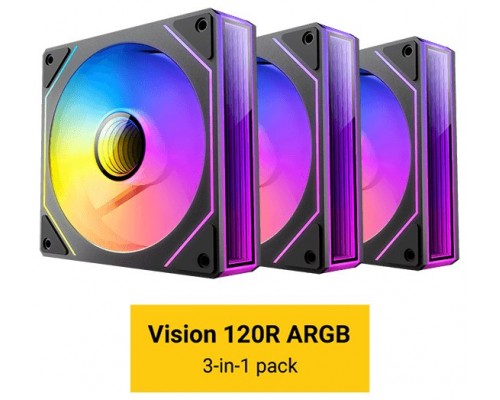 KIT 3 VENTILADORES AUXILIAR VISION 120R A-RGB NEGRO ANTEC (Espera 4 dias)