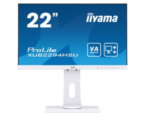 MONITOR IIYAMA 21,5" XUB2294HSU-W2, FHD, 75HZ, 4 MS, VGA, HDMI, DISPLAYPORT,ALT, REG ALT, GIRO, INCL (Espera 4 dias)